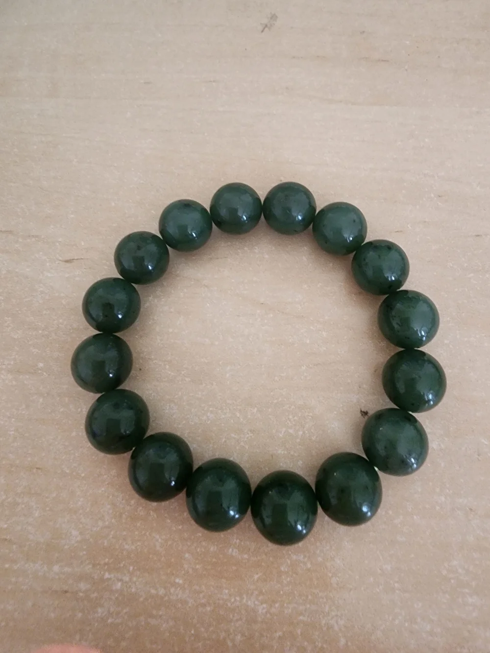 Dark Green Beaded Jade Stretch Bracelet